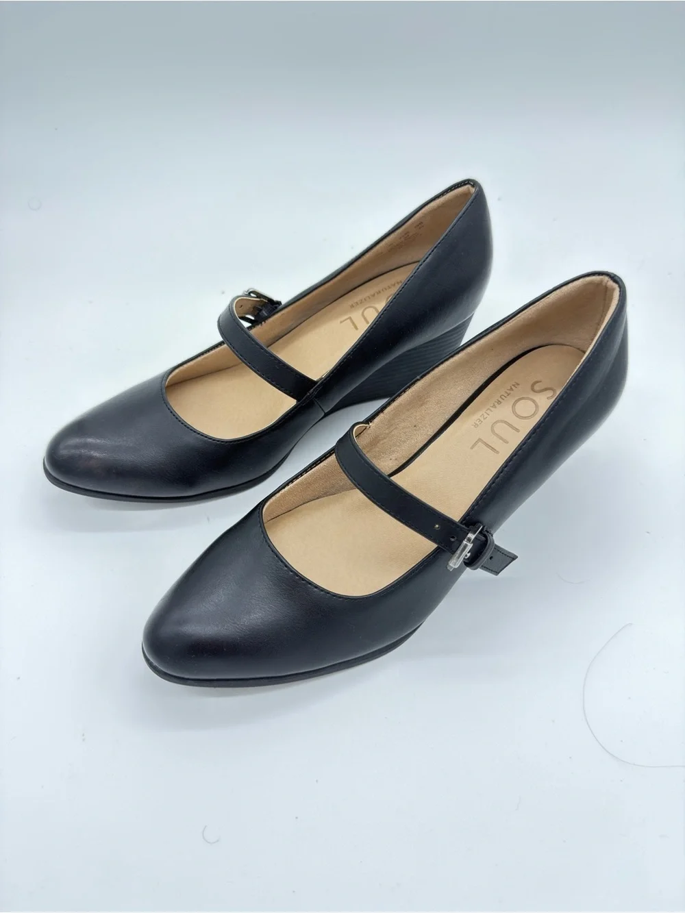 SOUL Naturalizer Black Mary Jane Wedge Heels